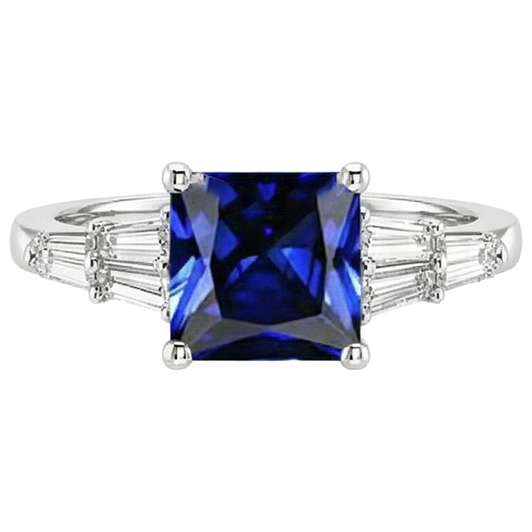 naturel baguette diamant 4.50carats bague angle de côté