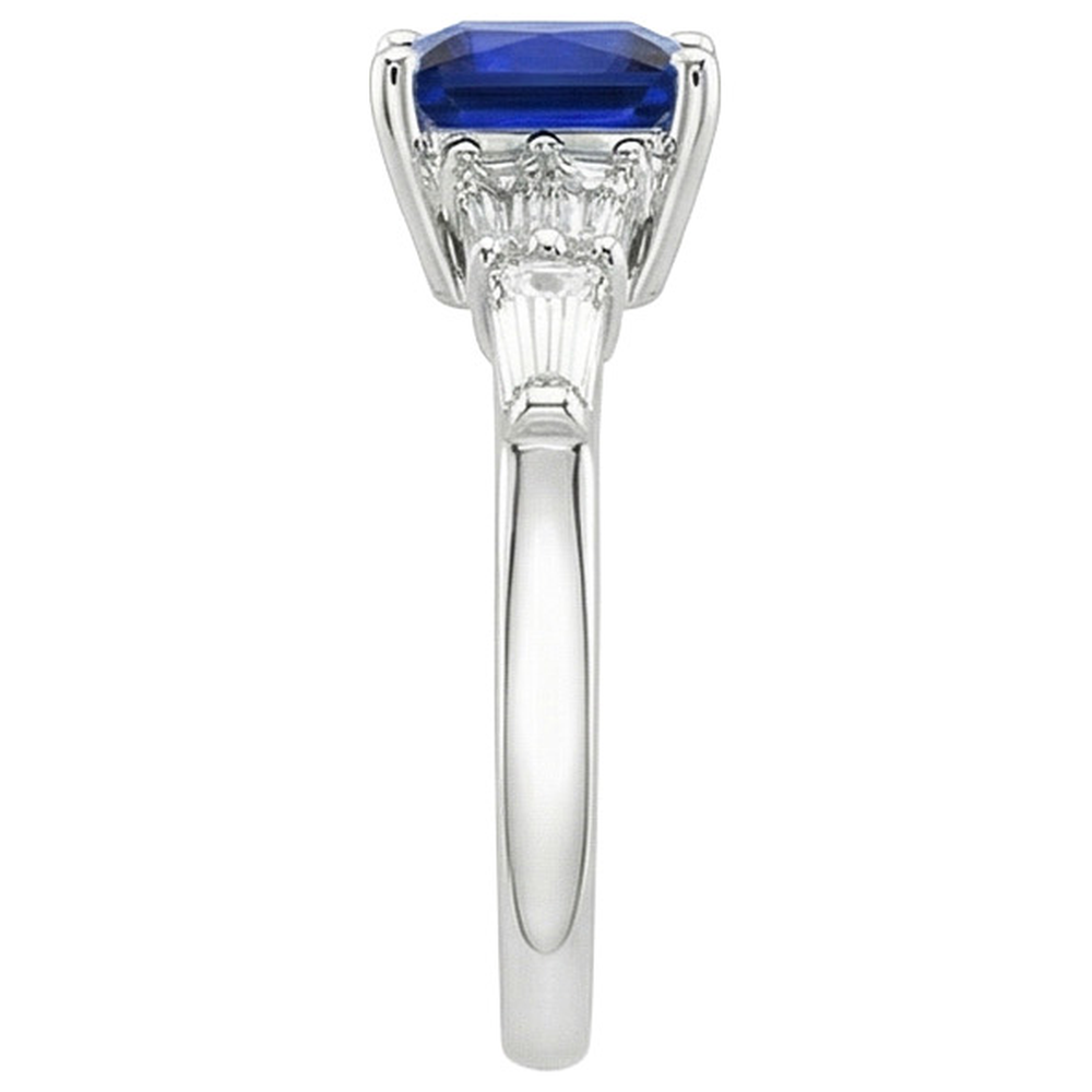 naturel baguette diamant 4.50carats bague vue de profil