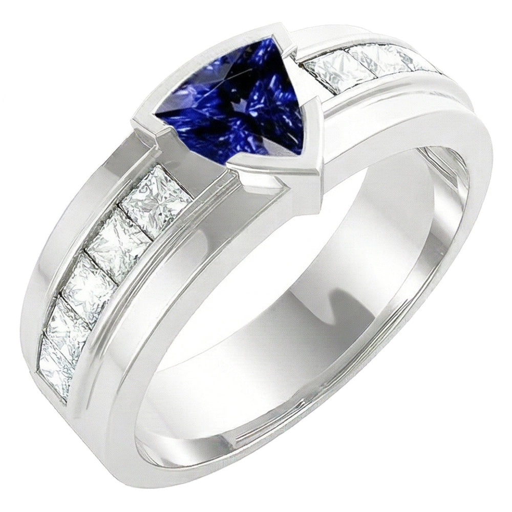 Bague saphir trillion de pierres précieuses 1.50 carats serti de diamants