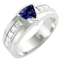 Bague saphir trillion de pierres précieuses 1.50 carats serti de diamants