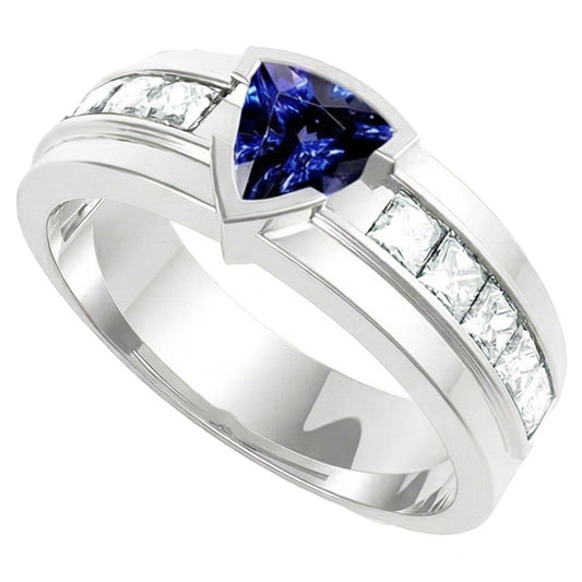 Bague saphir trillion de pierres précieuses 1.50 carats serti de diamants
