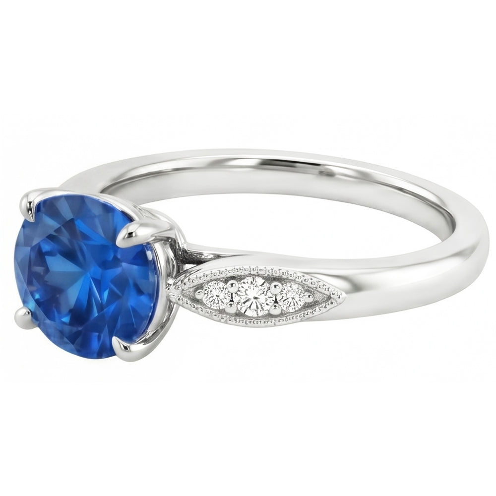 naturel round diamant 2.40carats bague vue de profil