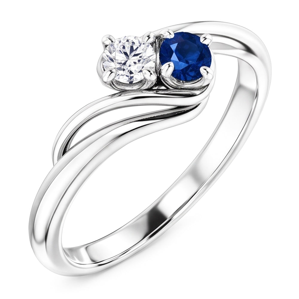 Bague sertie diamant rond saphir bleu serti 1.50 carat