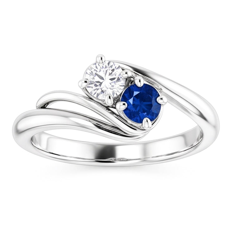 Bague sertie diamant rond saphir bleu serti 1.50 carat