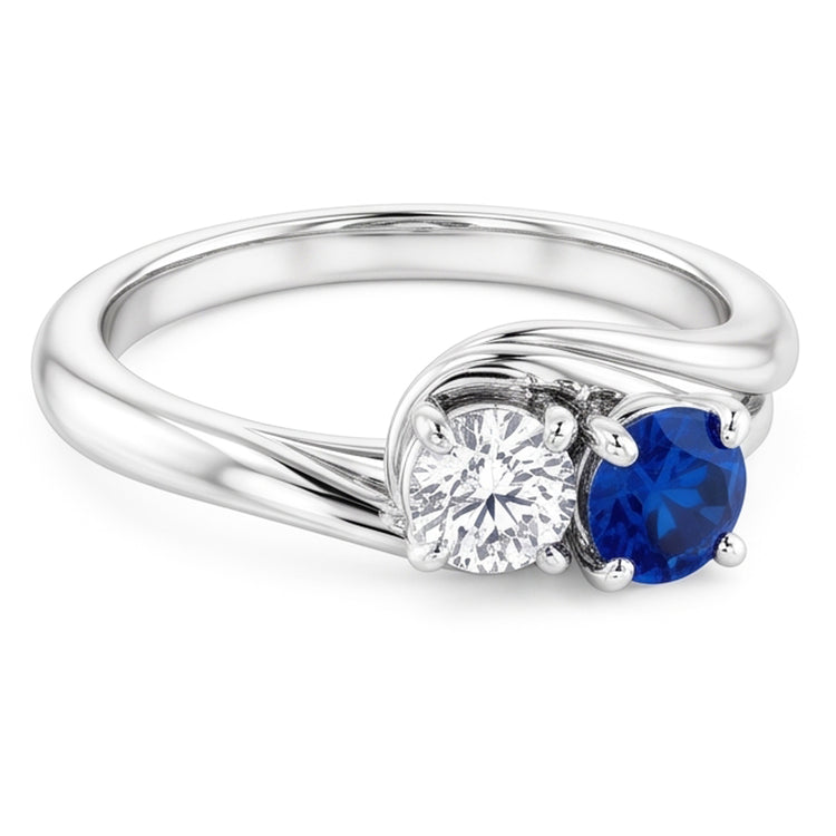 Bague sertie diamant rond saphir bleu serti 1.50 carat