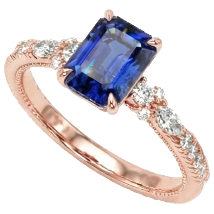 naturel round saphir 4carats bague détail rapproché