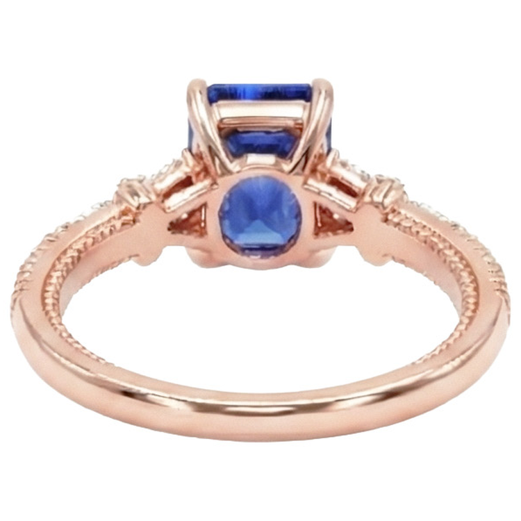 naturel round saphir 4carats bague vue de dessus