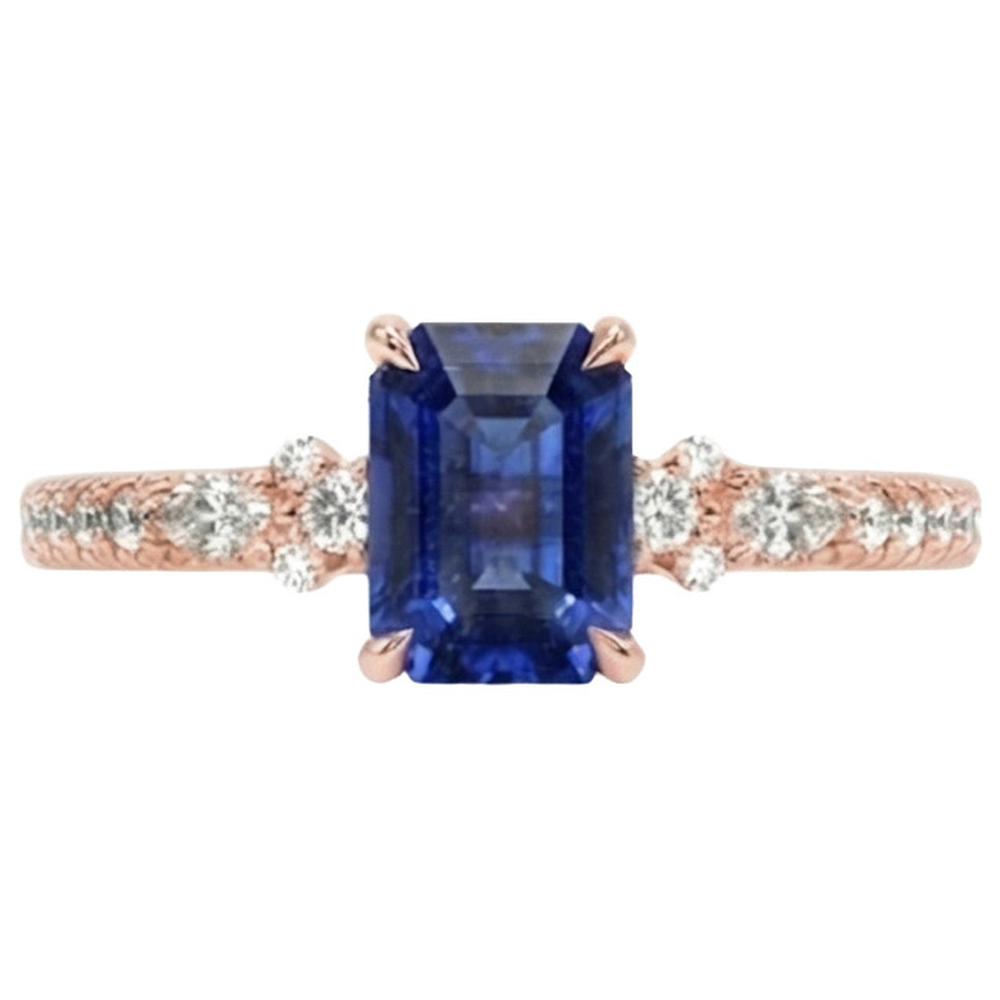 naturel round saphir 4carats bague vue de profil