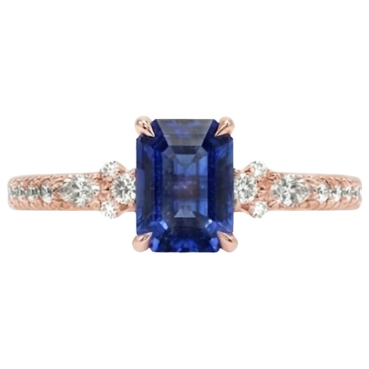 naturel round saphir 4carats bague vue de profil