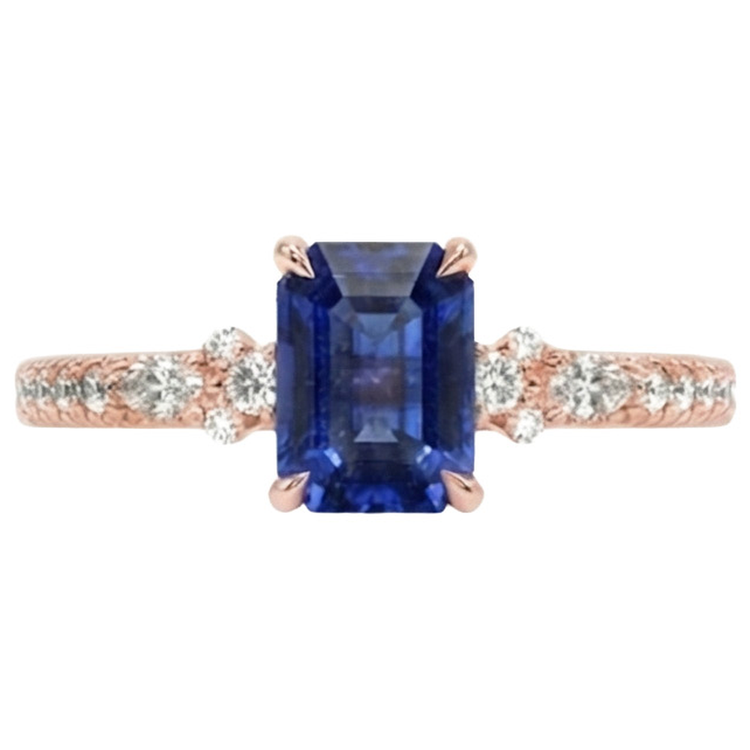 naturel round saphir 4carats bague vue de profil