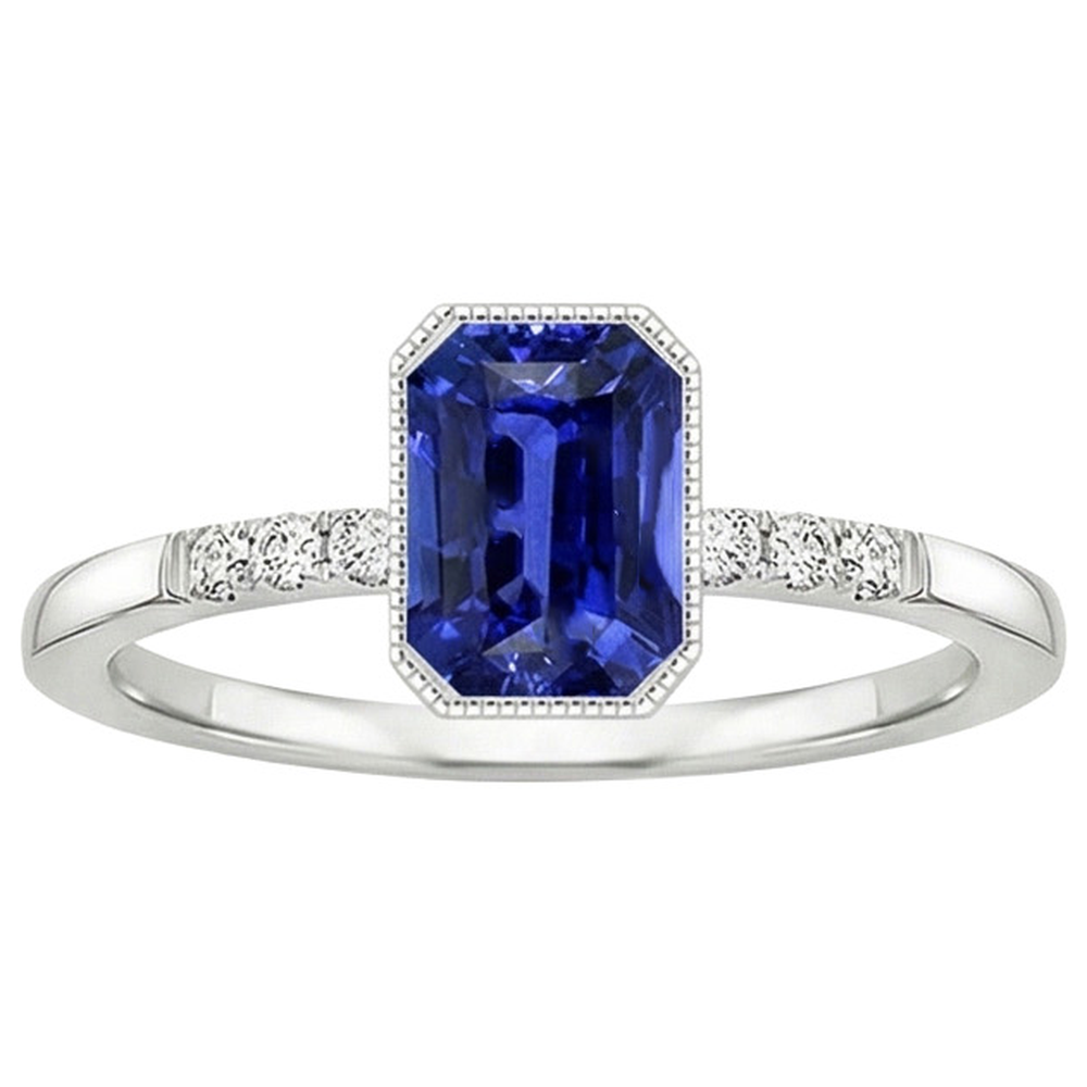 naturel round saphir 3.50carats bague détail rapproché