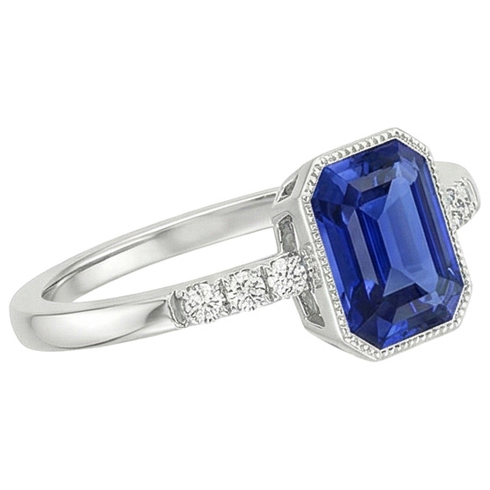 naturel round saphir 3.50carats bague vue de profil