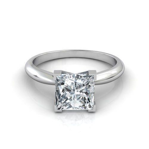 Bague solitaire Authentique diamant taille princesse scintillante 2.90 carats