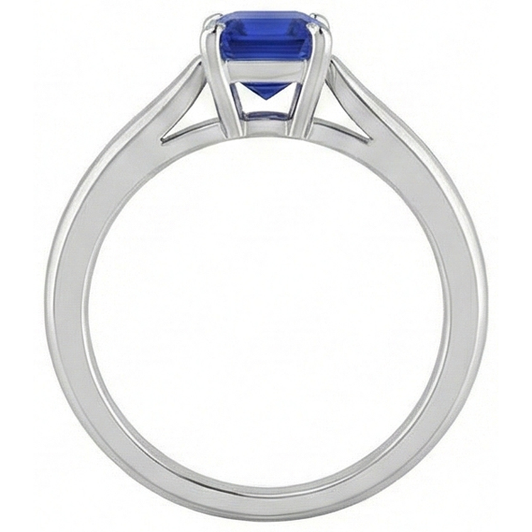 Bague solitaire avec pierres précieuses 1.50 carat tige conique saphir bleu émeraude