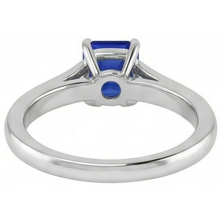 Bague solitaire avec pierres précieuses 1.50 carat tige conique saphir bleu émeraude