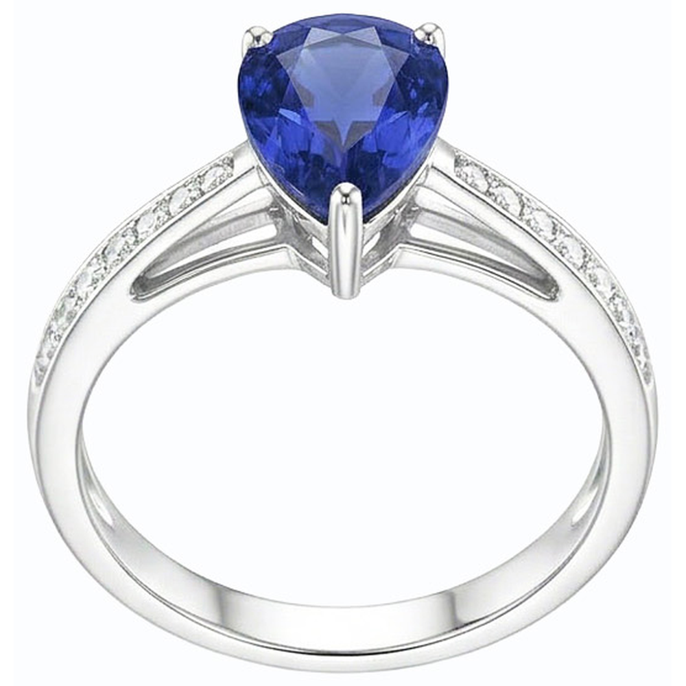 naturel pear diamant 2.50carats bague angle de côté