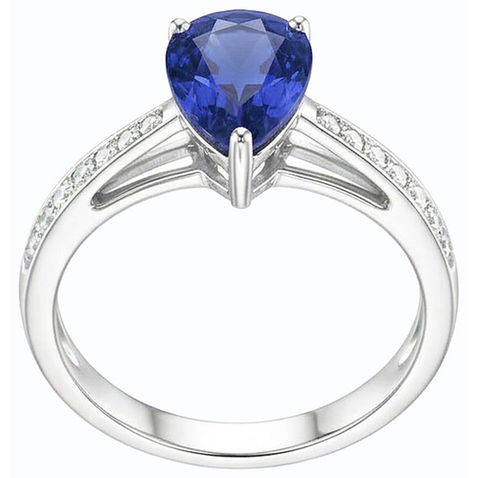 naturel pear diamant 2.50carats bague angle de côté