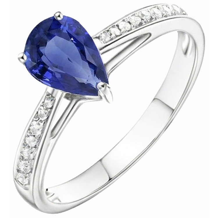 naturel pear diamant 2.50carats bague vue de dessus