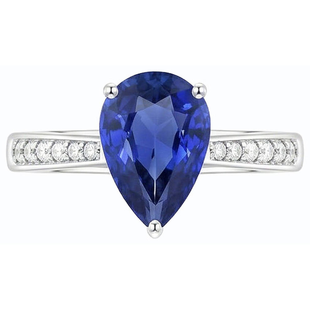 naturel pear diamant 2.50carats bague vue de profil