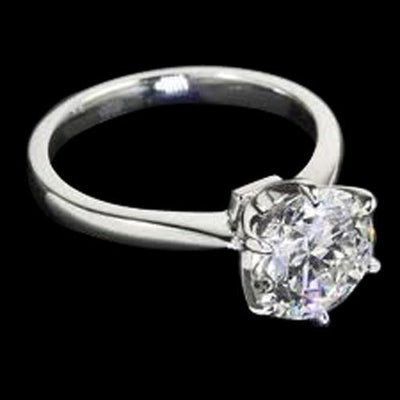 Bague solitaire en Réel diamant rond de 1.25 ct sertie de griffes en or blanc 14K