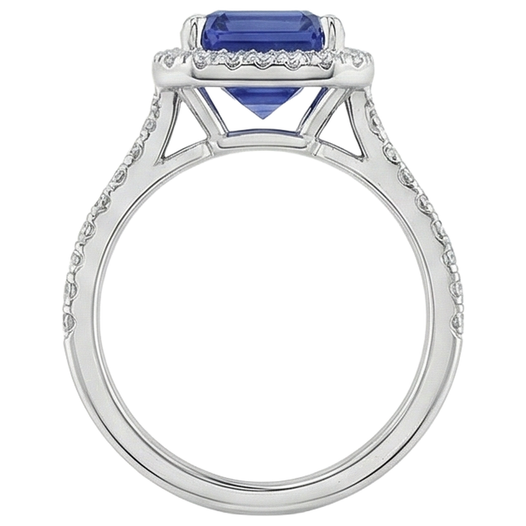 Bague solitaire en diamant tanzanite taille émeraude de 5.50 ct avec accent
