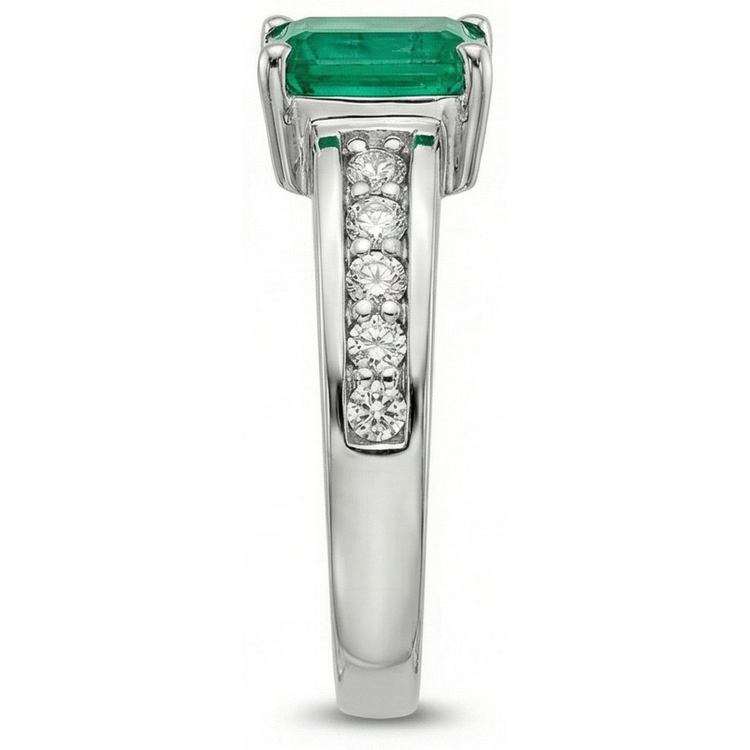 Bague solitaire en émeraude verte et diamant de 3.75 ct avec accents