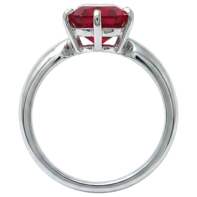 Bague solitaire en or blanc 14 carats avec rubis rouge radieux sertie de griffes de 2 ct