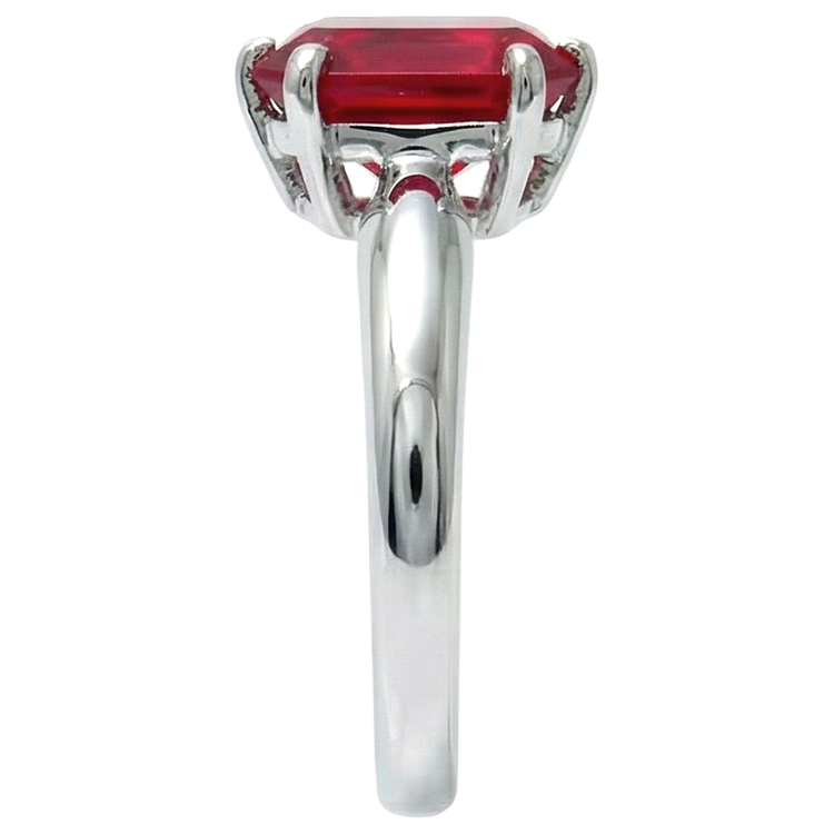 Bague solitaire en or blanc 14 carats avec rubis rouge radieux sertie de griffes de 2 ct