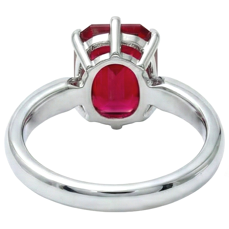 Bague solitaire en or blanc 14 carats avec rubis rouge radieux sertie de griffes de 2 ct