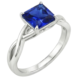 Bague solitaire en or pour femme sertie de griffes de saphir du Sri Lanka 2.25 carats