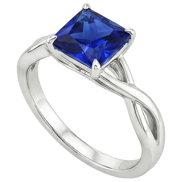 Bague solitaire en or pour femme sertie de griffes de saphir du Sri Lanka 2.25 carats
