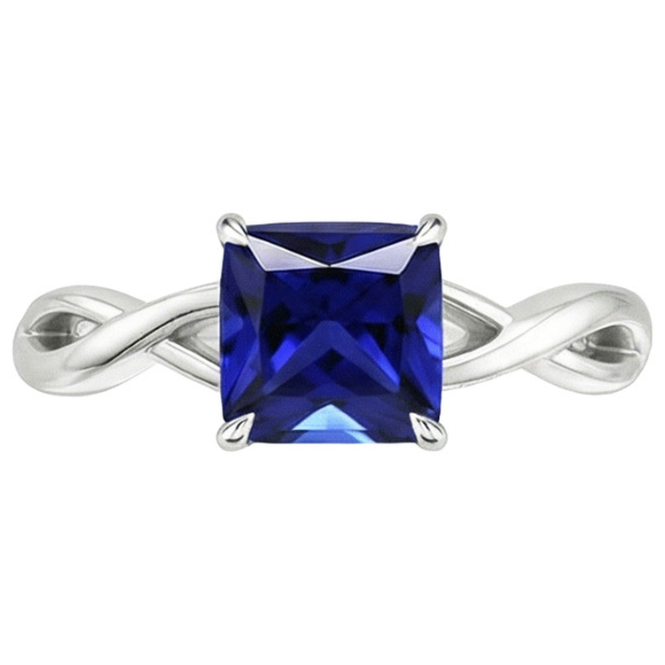 Bague solitaire en or pour femme sertie de griffes de saphir du Sri Lanka 2.25 carats