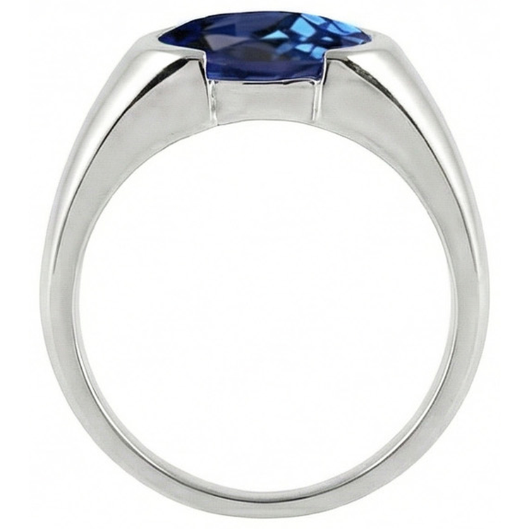 Bague solitaire étincelante avec saphir bleu de Ceylan ovale 2 carats
