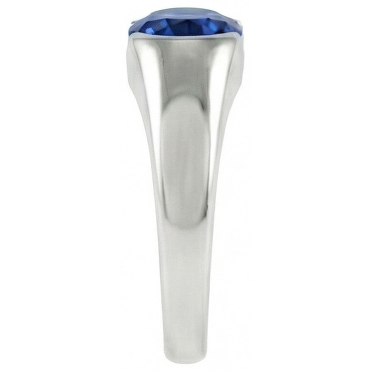 Bague solitaire étincelante avec saphir bleu de Ceylan ovale 2 carats