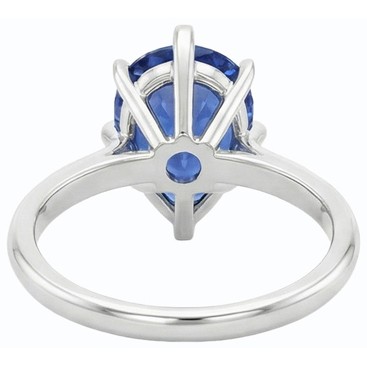 Bague solitaire poire sertie de griffes saphir bleu 2.50 carats