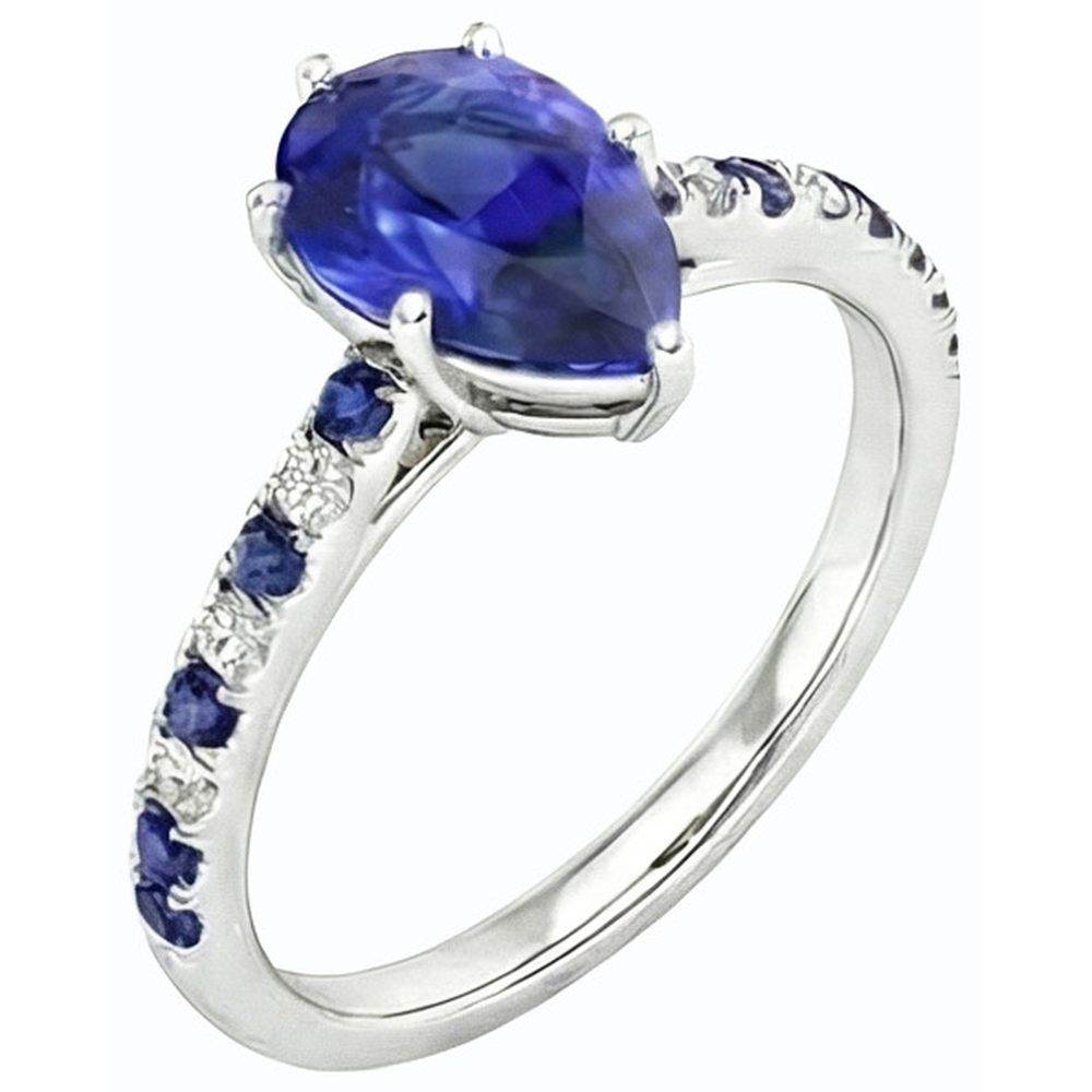 naturel pear diamant 2.50carats bague vue de face