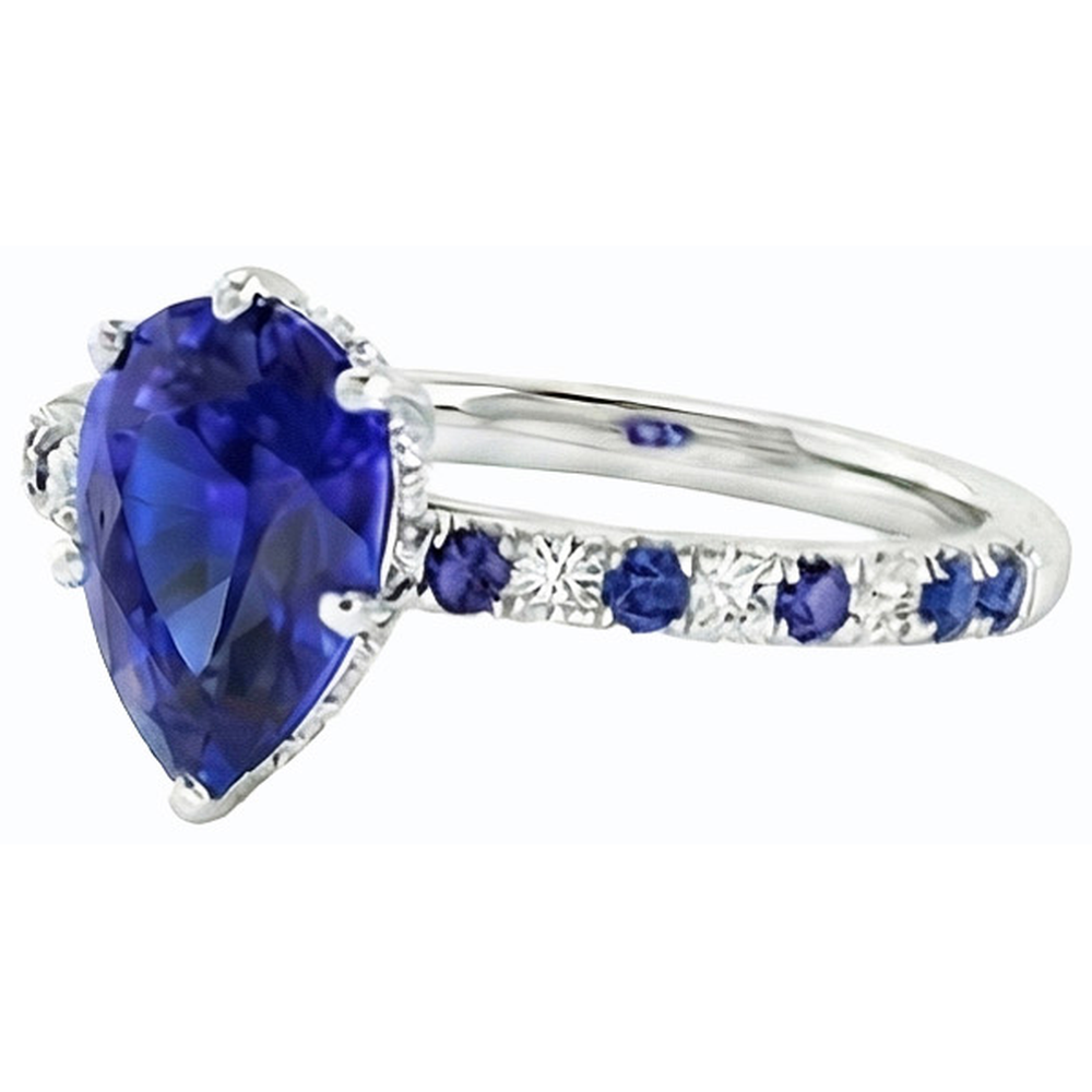 naturel pear diamant 2.50carats bague vue de dessus