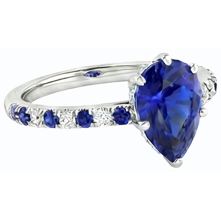 naturel pear diamant 2.50carats bague vue de profil