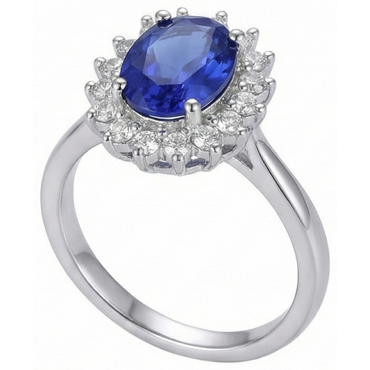 Bague tanzanite avec diamants en or blanc 4,5 ct bijoux en pierres précieuses