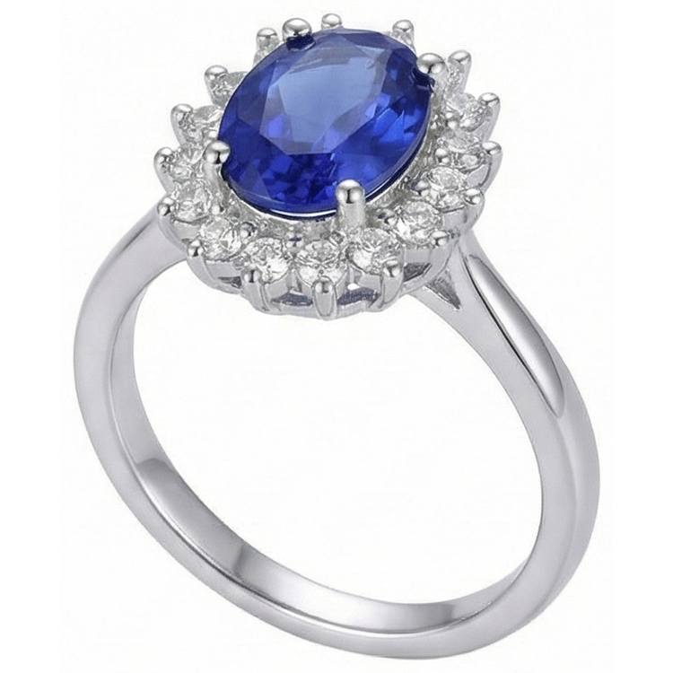 Bague tanzanite avec diamants en or blanc 4,5 ct bijoux en pierres précieuses