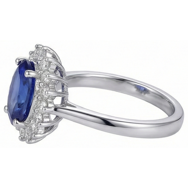 Bague tanzanite avec diamants en or blanc 4,5 ct bijoux en pierres précieuses