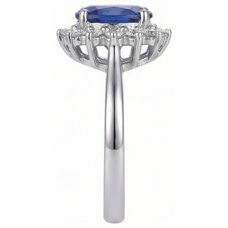 Bague tanzanite avec diamants en or blanc 4,5 ct bijoux en pierres précieuses