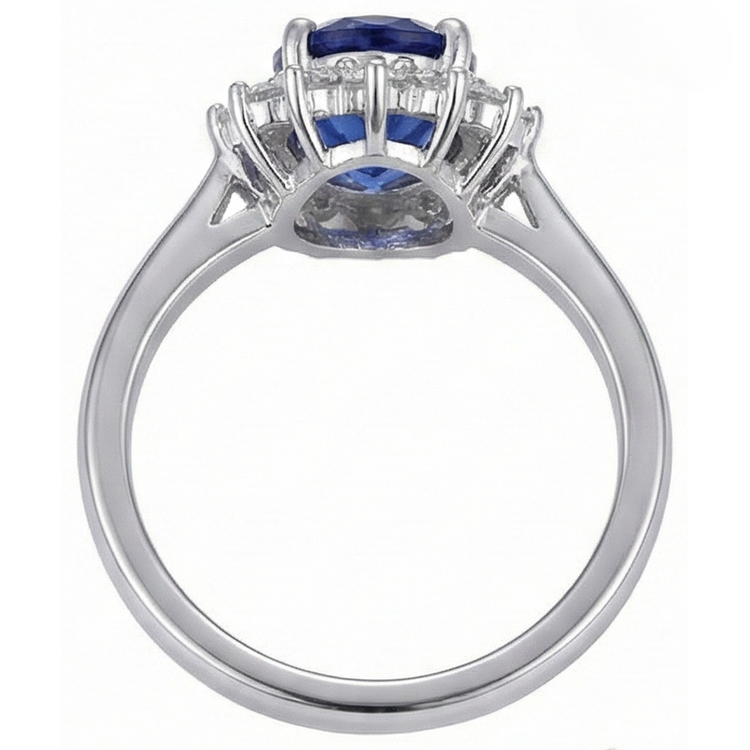 Bague tanzanite avec diamants en or blanc 4,5 ct bijoux en pierres précieuses