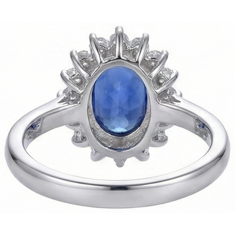 Bague tanzanite avec diamants en or blanc 4,5 ct bijoux en pierres précieuses