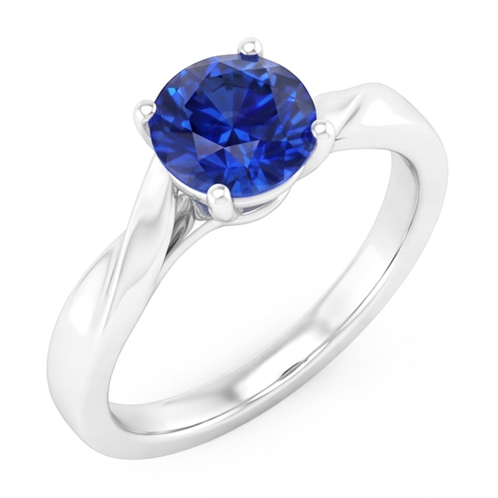 Bague torsadée en saphir de Ceylan pour femme 1 carat solitaire