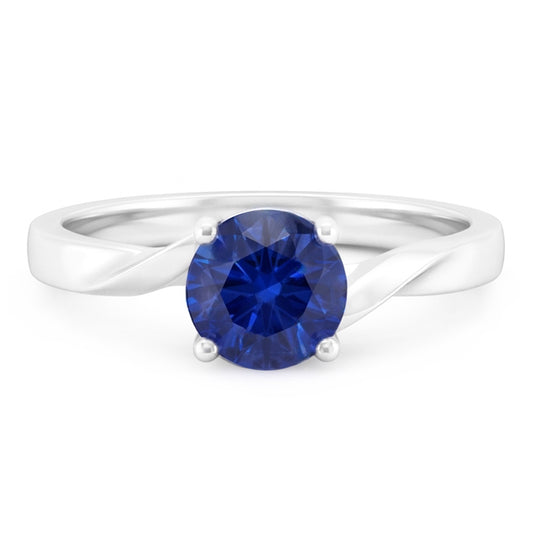 Bague torsadée en saphir de Ceylan pour femme 1 carat solitaire