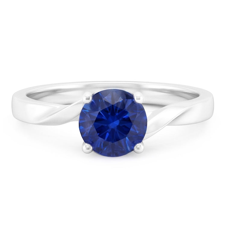 Bague torsadée en saphir de Ceylan pour femme 1 carat solitaire