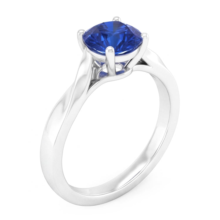 Bague torsadée en saphir de Ceylan pour femme 1 carat solitaire