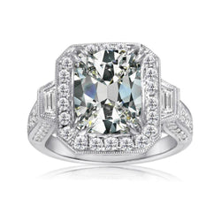 Bague trapèze et ovale Vieux mineur Halo de Réel diamants en or 14 carats 8 carats