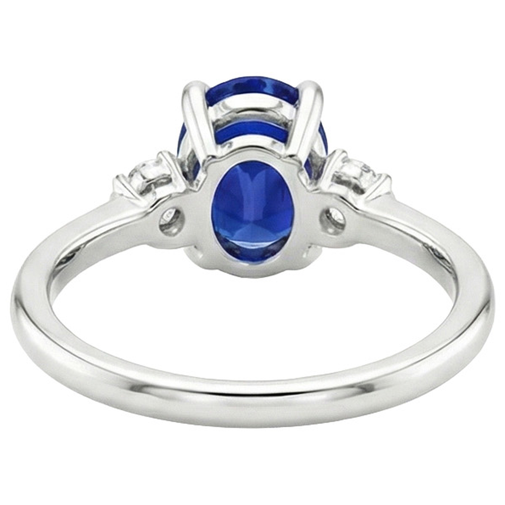 naturel oval saphir 3.50carats bague angle de côté